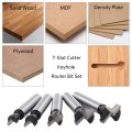 5pcs T Slot Router Bit Set 1 4 In Shank Keyhole Bits With 56 3 8 1 2 And 9 16 Blade Diameter For Wood Milling Track Slottincs T