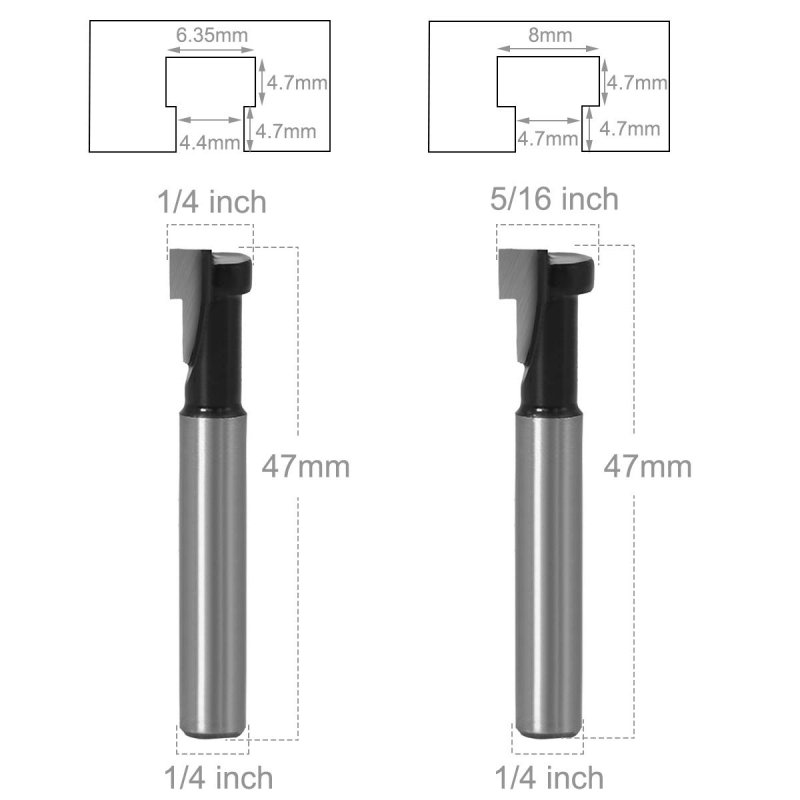 5pcs T Slot Router Bit Set 1 4 In Shank Keyhole Bits With 56 3 8 1 2 And 9 16 Blade Diameter For Wood Milling Track Slottincs T