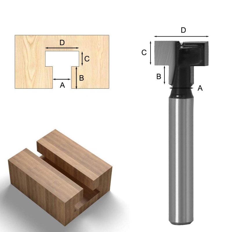 5pcs T Slot Router Bit Set 1 4 In Shank Keyhole Bits With 56 3 8 1 2 And 9 16 Blade Diameter For Wood Milling Track Slottincs T