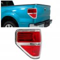 Hecasa Tail Light For 2009-2014d F-150 Replacement For Fo2818143 Bl3z13405b Red Lens Chrome Housing Rear Brake Lamps Halogen 