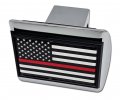 Firefighter Flag Black On Chrome Hitch Cover