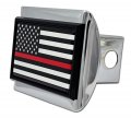 Firefighter Flag Black On Chrome Hitch Cover