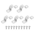 5pcs 22mm 7 8 Two Hole Rigid Pipe Strap 304 Stainless Steel Conduit Clamp Thicken U Bracket Heavy Duty With Self-tapping Screws 