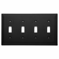 Cosmas 25045-fb Flat Black Quadruple Toggle Switchplate Wall Switch Plate Cover 