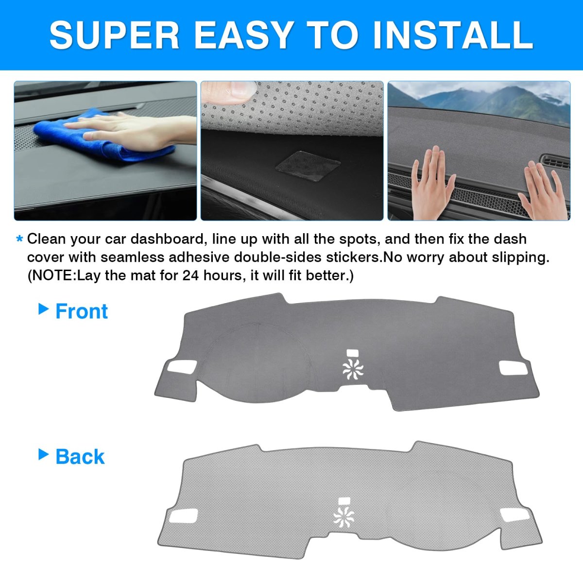 Gray Dashboard Cover Mat For Honda Civic 2022 2023 2024 2025 2026 Polyester Dash Sunshade Glare And Uv Rays Protector Lhd