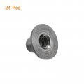 Uxcell M4 T-nuts 24pcs Carbon Steel Tee Nut Round Base Weld Nuts 8mm Height Through Hole Flange Insert Female Thread Plate Dark