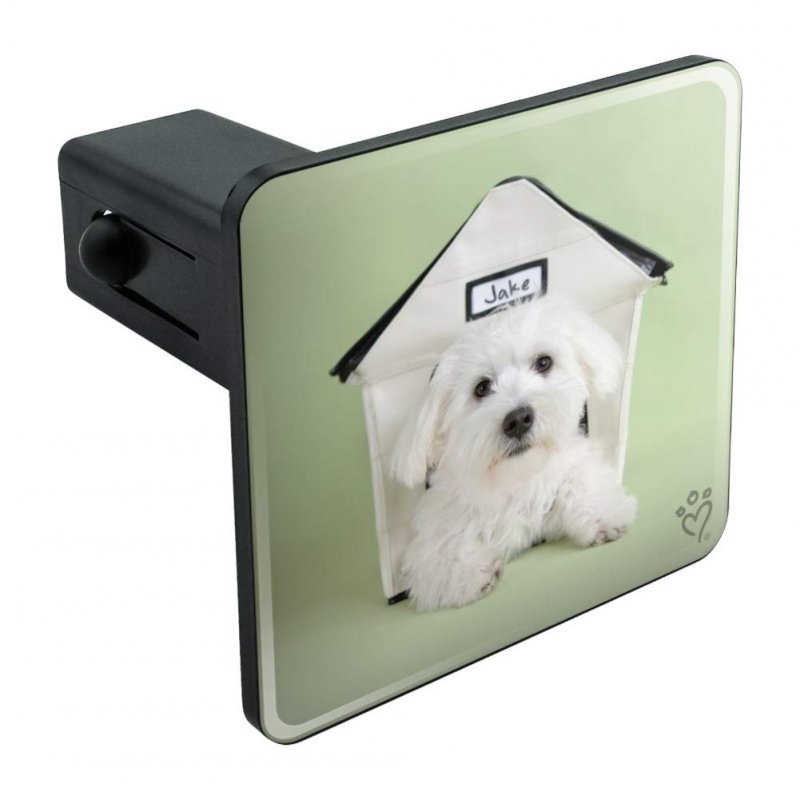 Bichon Frise Maltese Puppy Dog In House Tow Trailer Hitch Cover Plug Insert