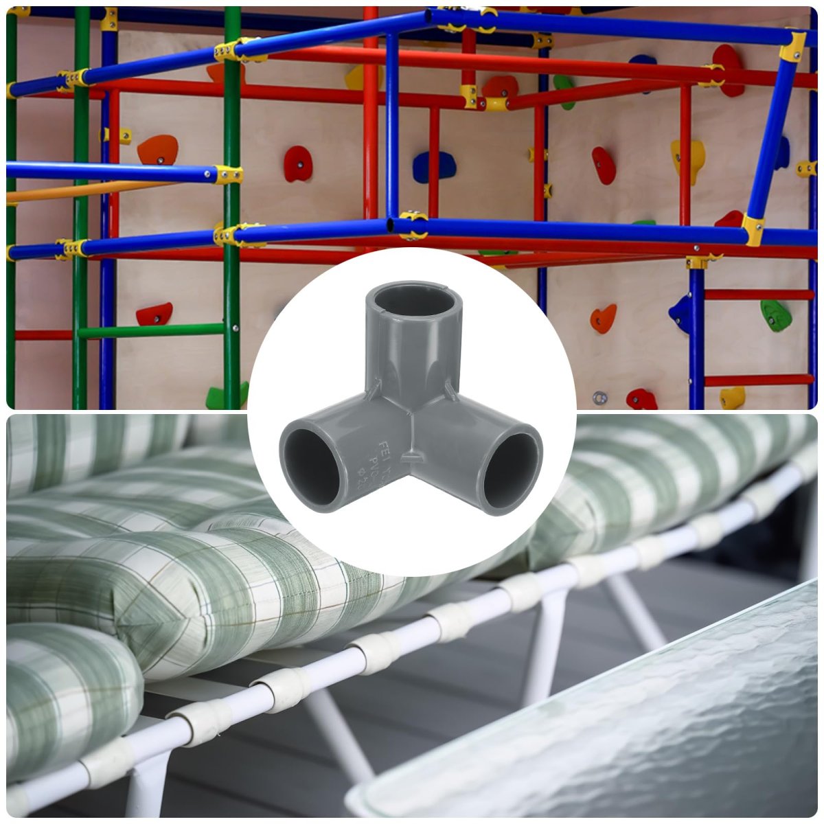 3 Way Pvc Pipe Fittings 1 2 Inch Furniture Grade Elbow Connector 90 Degree Side Outlet For Build Diy Garden Shelves 4 Pack Grey