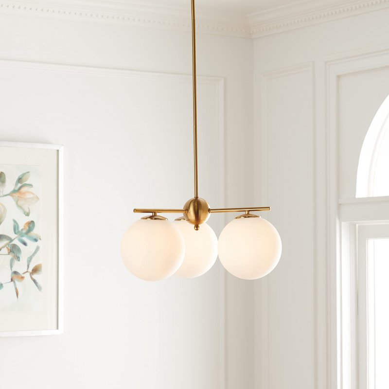 Safavieh Lighting Collection Cantrys Mid-century Modern Retro Gold White Orb Chandelier