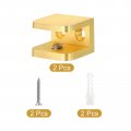 Uxcell Glass Shelf Clamp 2pcs Brass For 10-12mm Thick Adjustable Bracket Support Holder Gold