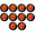 10pc 2 In Amber Round Trailer 7 Led Clearance Marker Lights Dot Fmvss 108 Sae P2 Waterproof Ip67 Flush Mount With Grommet For 