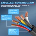Mictuning 7 Way Trailer Plug Socket Extension Cable Blade Wiring Connector Cord Wire 3ft 10-14 Awg