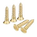 Brass Wood Screws 25pcs M3 5 X 16mm Slotted Drive Flat Head Self Tapping Screw Countersunk For Woodworking Furniture 