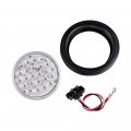Astra Depot 2pcs Trailer Truck 4 Round 24 Led Brake Stop Tail Lamp With Grommet Plug Red Light Clear Lens Long Vehicle