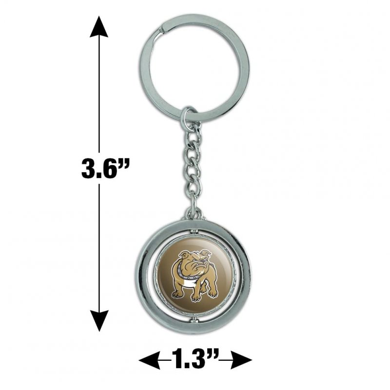 Graphics More Bryant University Bulldogs Logo Keychain Spinning Round Chrome Plated Metal