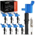 Blue Set Of 16 Ignition Coil Pack And Iridium Spark Plugs For Ford F-150 F-250 F-350 Super Duty Explorer Sport Trac Mustang