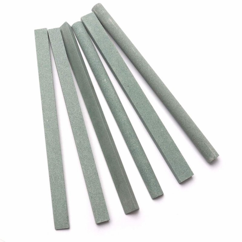 Atoplee 6pcs 150mm 6 Shape 180 Green Carbon Oil Stone Knife Whetstone Sharpening