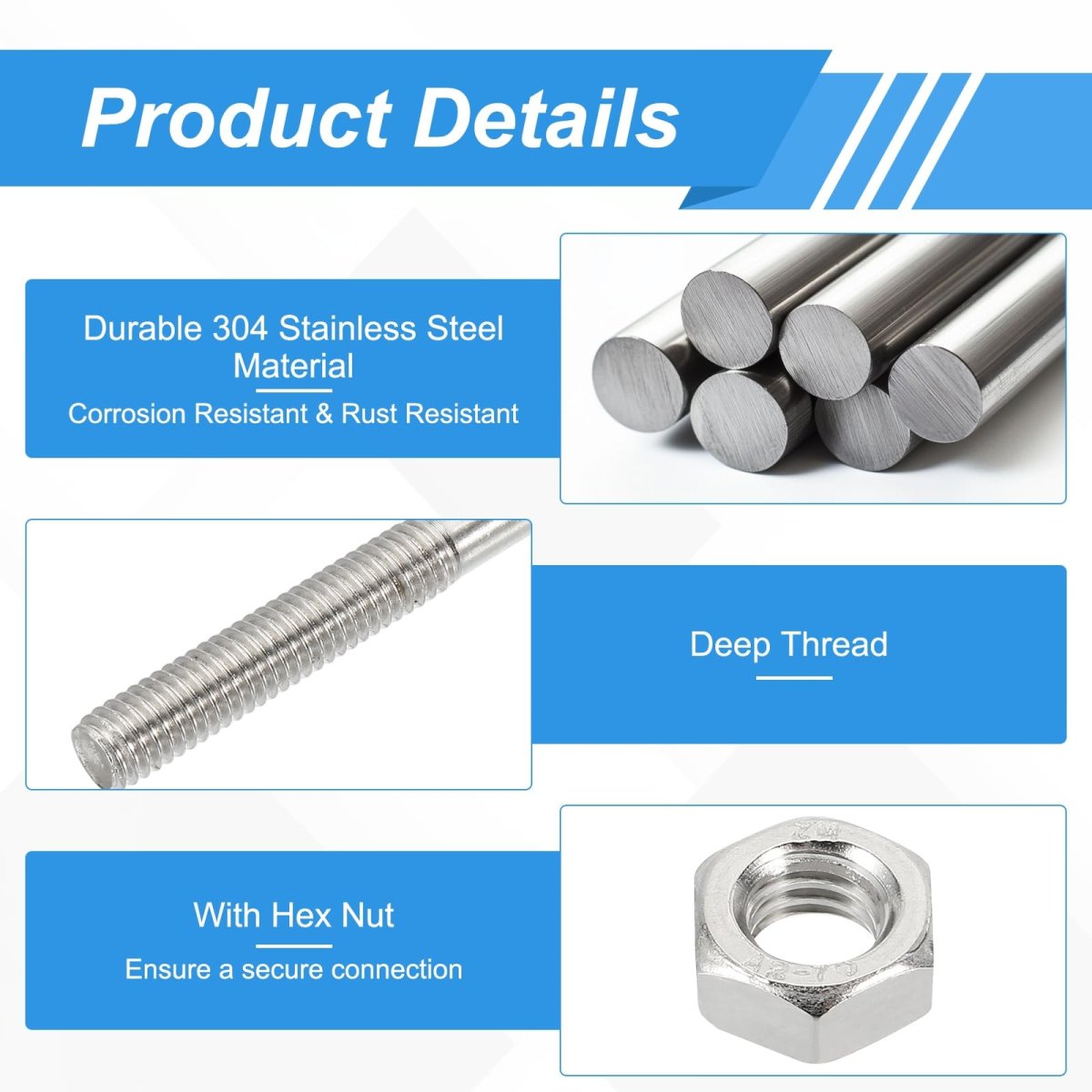 M6 U-bolts 2 Sets 114mm 4 49 Inner Width 133mm Length 304 Stainless Steel Round Bend U Clamp With Nuts And Plates For Ski Boat