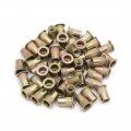 50pcs Copper Tone Metal 1 4-20 Unc Rivet Nut Flat Head Insert For Car 