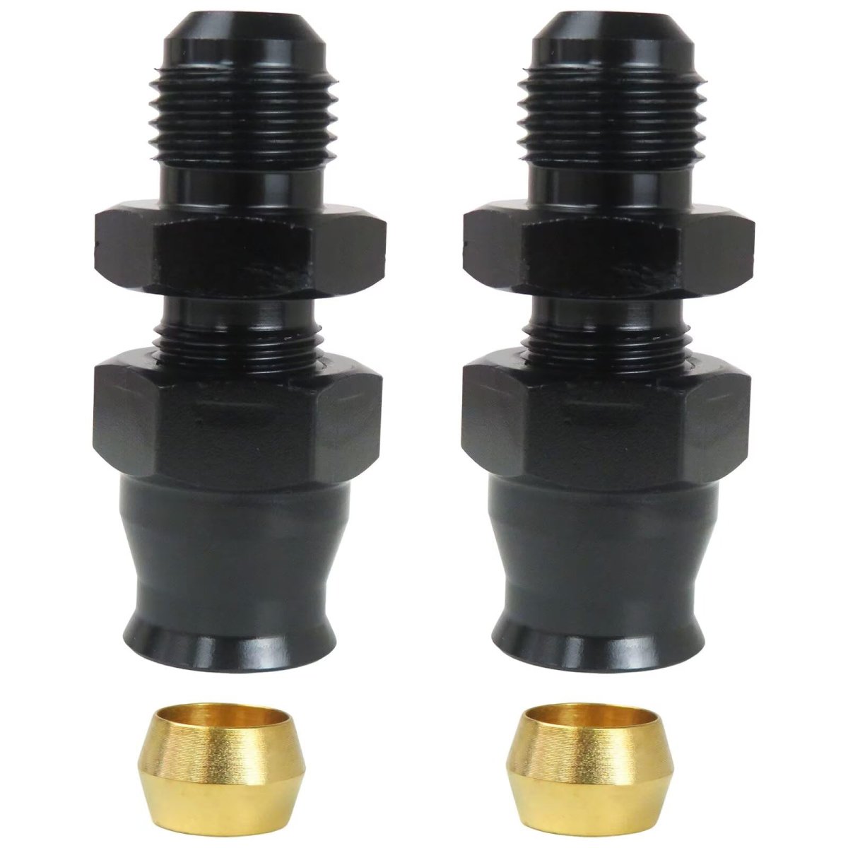 6an Male To 5 16 In Hardline Compression Fitting Adapter Aluminum Black 2 Pieces 37 Degrees Flare Sealing For Fuel And Oil