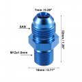 Blue 6an Male To M12x1 0mm Metric Thread Fitting Adapter Flare Union Coupler Fuel Oil Line Hose End Aluminum Alloy For Car