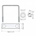 Uxcell Square U-bolts 3-1 2 90mm Inner Width Carbon Steel M8 With Nuts Frame Plate Round Washers