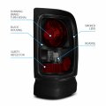 Amerilite Black Smoke Replacement Brake Tail Lights Set For 94-01 Dodge Ram Passenger And Driver Side
