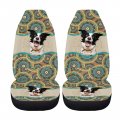 Suobstales Boho Mandala Print 2pcs Front Car Seat Covers Border Collie Design Waterproof Auto Bucket For Sedan Suv Truck