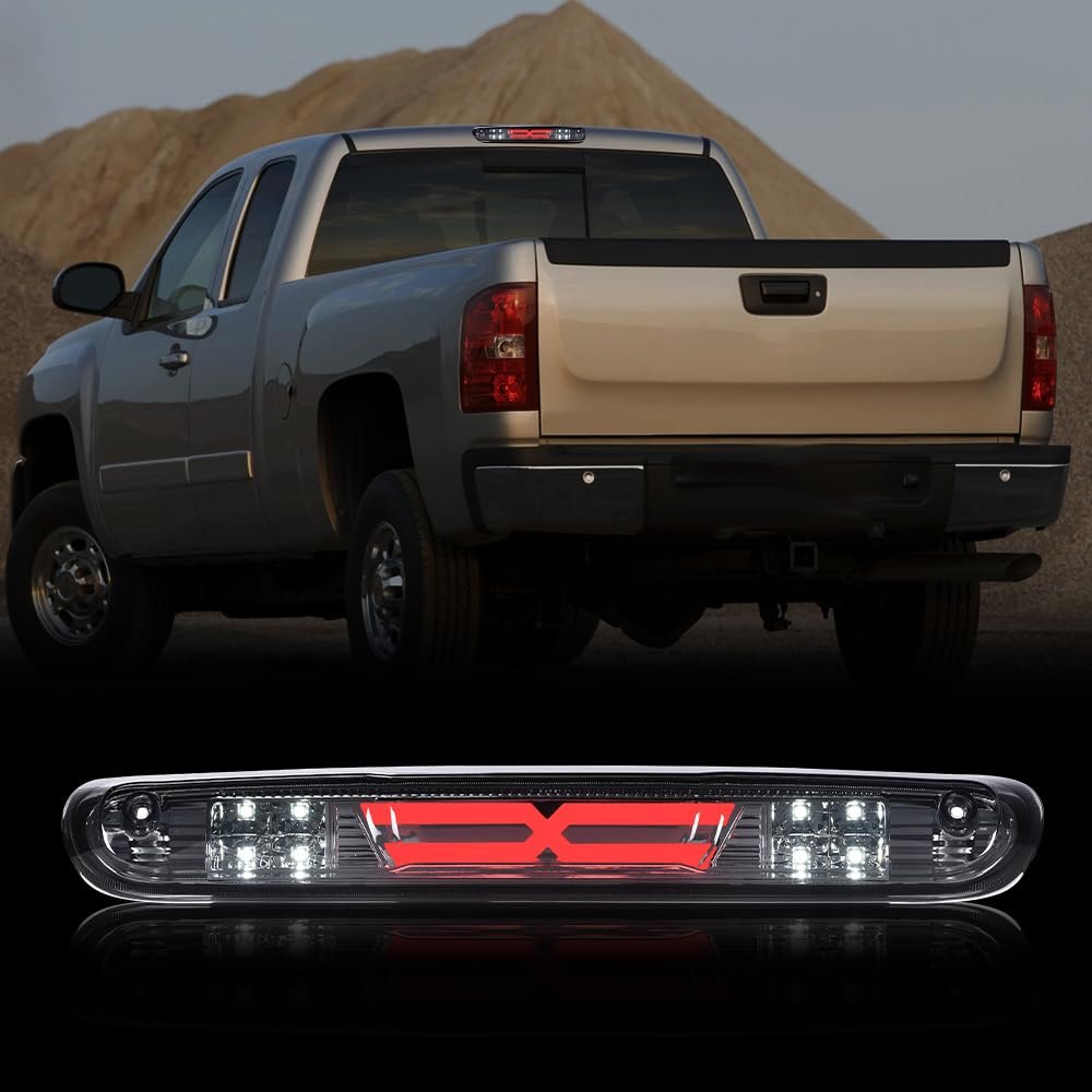 X Type Led Third Brake Light For Chevy Silverado Gmc Sierra 2007 2014 Smoky Lens Chrome Housing 3rd Bar Cargo With Amber