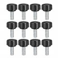 M5 X 15mm Metric Male Thread Knurled Clamping Knobs Grip Thumb Screw On Type Plastic Threaded Hand Bolt Black 12 Pcs 