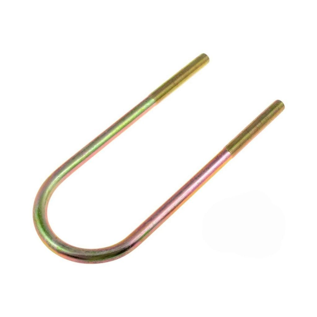 Threaded Round U Bolt 1 2 In Diameter Fine Thread Heat Hardened Alloy Steel Yellow Zinc Finish Includes Nuts