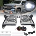 Labwork Fog Lights Assembly Replacement For 2019 2020 2021 Chevy Silverado Clear Lens Bumper Lamp Left Right Side Bulbs Bezel