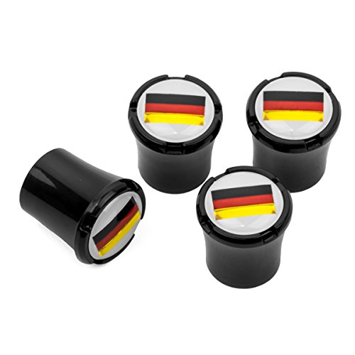 German Flag Black Tire Valve Stem Caps