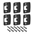 D-type Door Strike Plate 6pcs 57mm X 45mm Rounded Corners 201 Stainless Steel Latch Deadbolt For Frame Jamb Black 