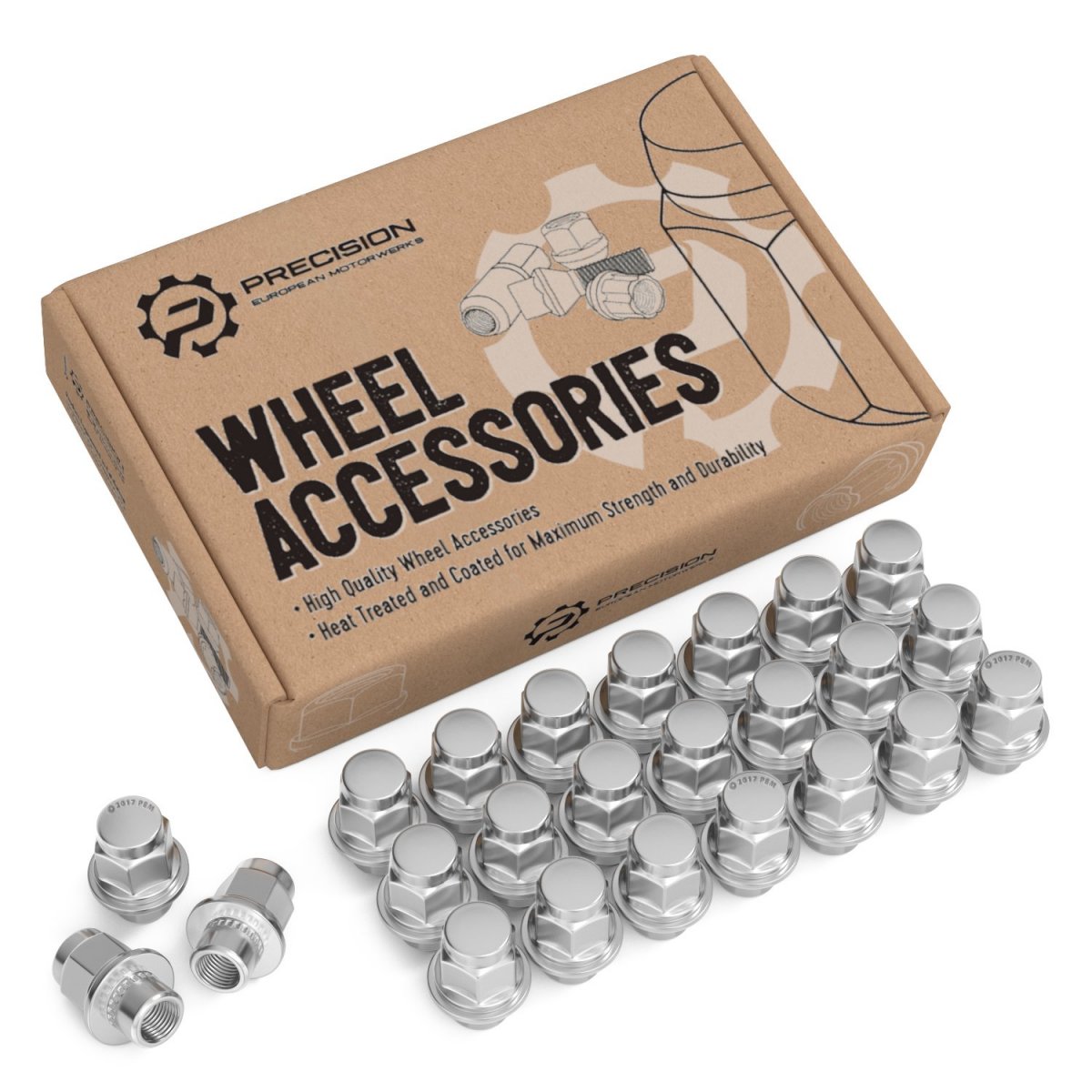 24pcs Silver Chrome Mag Style Lug Nuts 12x1 5 Thread Size 1 Inch Length Installs With 21mm Or 13 16 Hex Socket For 6lug