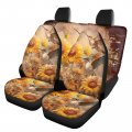 Wanyint Fall Hummingbird Floral Print Car Seat Cover Full Set For Women Men Breathable Front Rear Backrest Bottom Protector