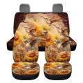 Wanyint Fall Hummingbird Floral Print Car Seat Cover Full Set For Women Men Breathable Front Rear Backrest Bottom Protector 