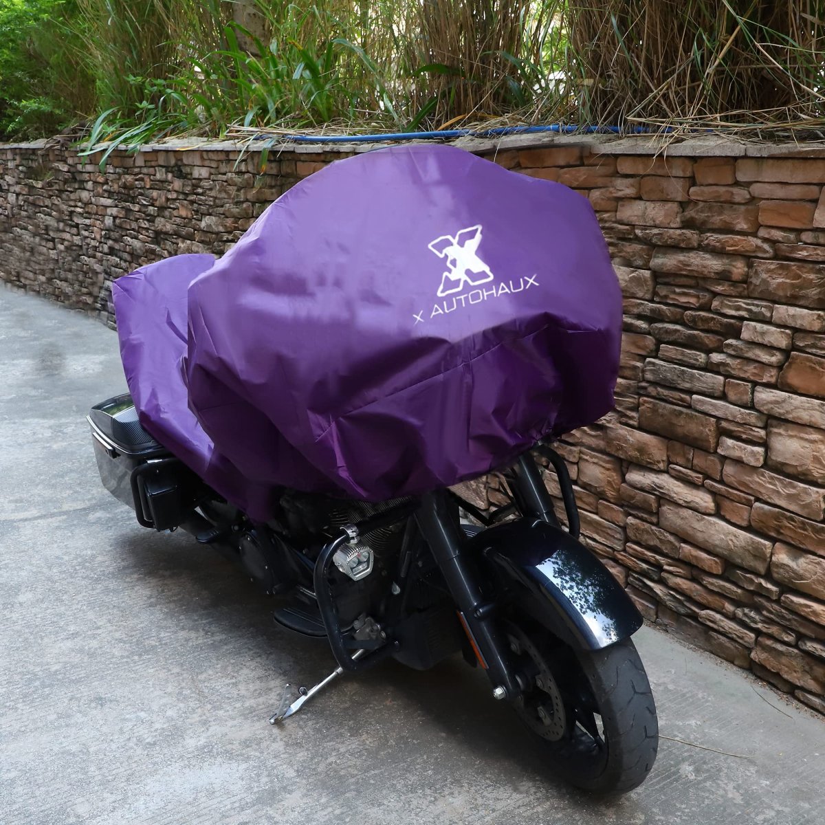Motorcycle Half Cover Waterproof Rain Dust Protector For Full Dress Touring Cruiser Lightweight 210t Polyester Purple Size L