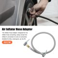 60cm Tire Inflator Extension Hose With Portable Connector Chuck Locking Air Release Pump Tube Valve Connection Pipe For Car