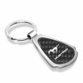 Ipick Image Compatible With Ford Mustang Real Black Carbon Fiber Chrome Metal Teardrop Key Chain