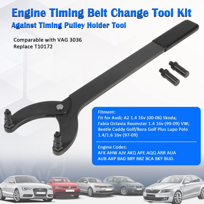 Engine Timing Belt Change Tool Kit T10172 Pulley Holder For Vw Golf Vag 3036 Audi Seat Skoda Ford Opel Peugeot Renault Citroen