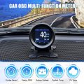 X Autohaux Obdii Hud Multi-function Digital Gauge Kmh Mph Speedometer Oil Temperature Battery Voltage Tester Scanner For 12v