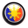 Philippines Flag Car Truck Black Round Grill Badge 3 5 Grille Chrome Emblem