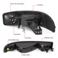 Led Drl Tinted Amber Corner Headlight W Bumper Lamps Tool Kit Compatible With Gmc Sierra Yukon 99-07