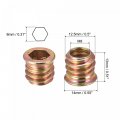 Uxcell M8x13mm Threaded Inserts For Wood Hex Socket Drive Furniture Screw-in Nut 24pcs