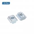 Uxcell T Nuts 15pcs Nickel Plated Carbon Steel Slot Bolts 4545 Series M8 Hammer Head Fastener Sliding For Aluminum Extrusion