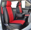 Iggee For 2007-2013 Chevy Silverado Artificial Leather Custom Exact Fit 2 Front Seat Covers Black Red 