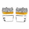 Partsmojo Headlights Parking Corner Lights Chrome Trim Bezel Set For 1992 1993 1994 1995 1996 F0rd Truck Bronco F150 F250 