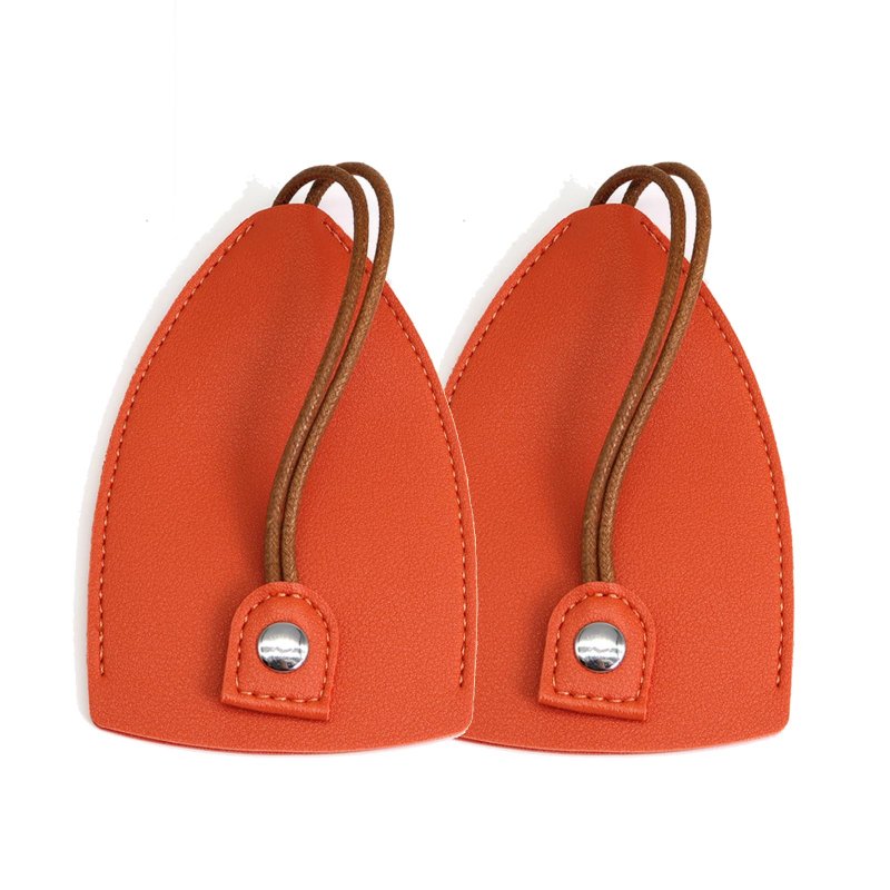Hoffnugshween 2pcs Car Key Case Pu Leather Creative Pull-out Chain Holder Large Capacity Cover Smart Keychain Protector Orange