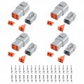 48 Pcs Deutsch Dtp Connector Kit Pin Automotive Waterproof Connectors 4 Sets With Size 12 Stamped Contacts Gauge 14-12 Awg Wire 
